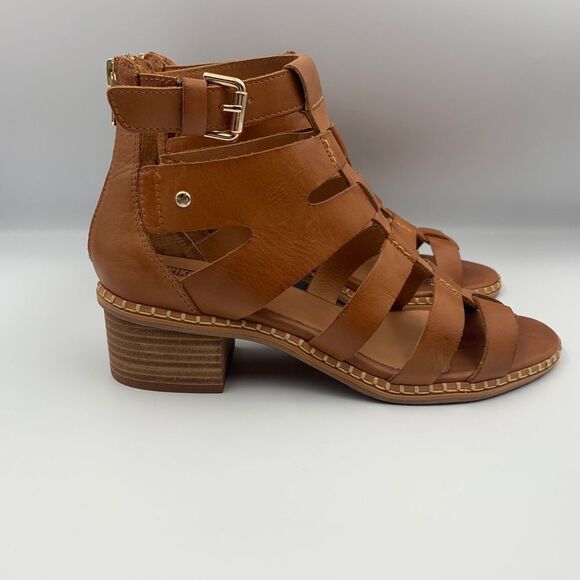 PIKOLINOS Blanes Heeled Block Sandals With Zipper Brandy/Brown Size 9-9.5 - Picture 6 of 12